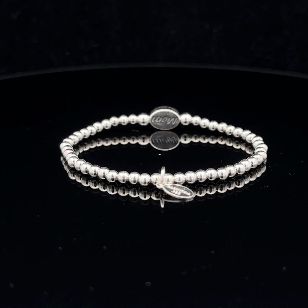 925 Sterling Silver Beaded Stretch Stacking Bracelet Minimalist Friends - Picture 6 of 6